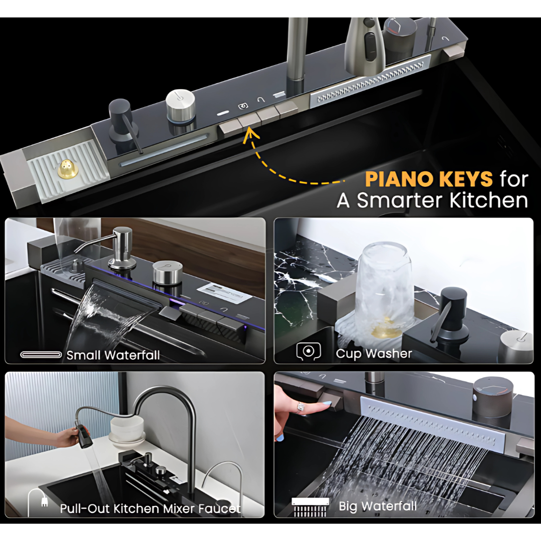 5 button piano kitchen sink waterfall