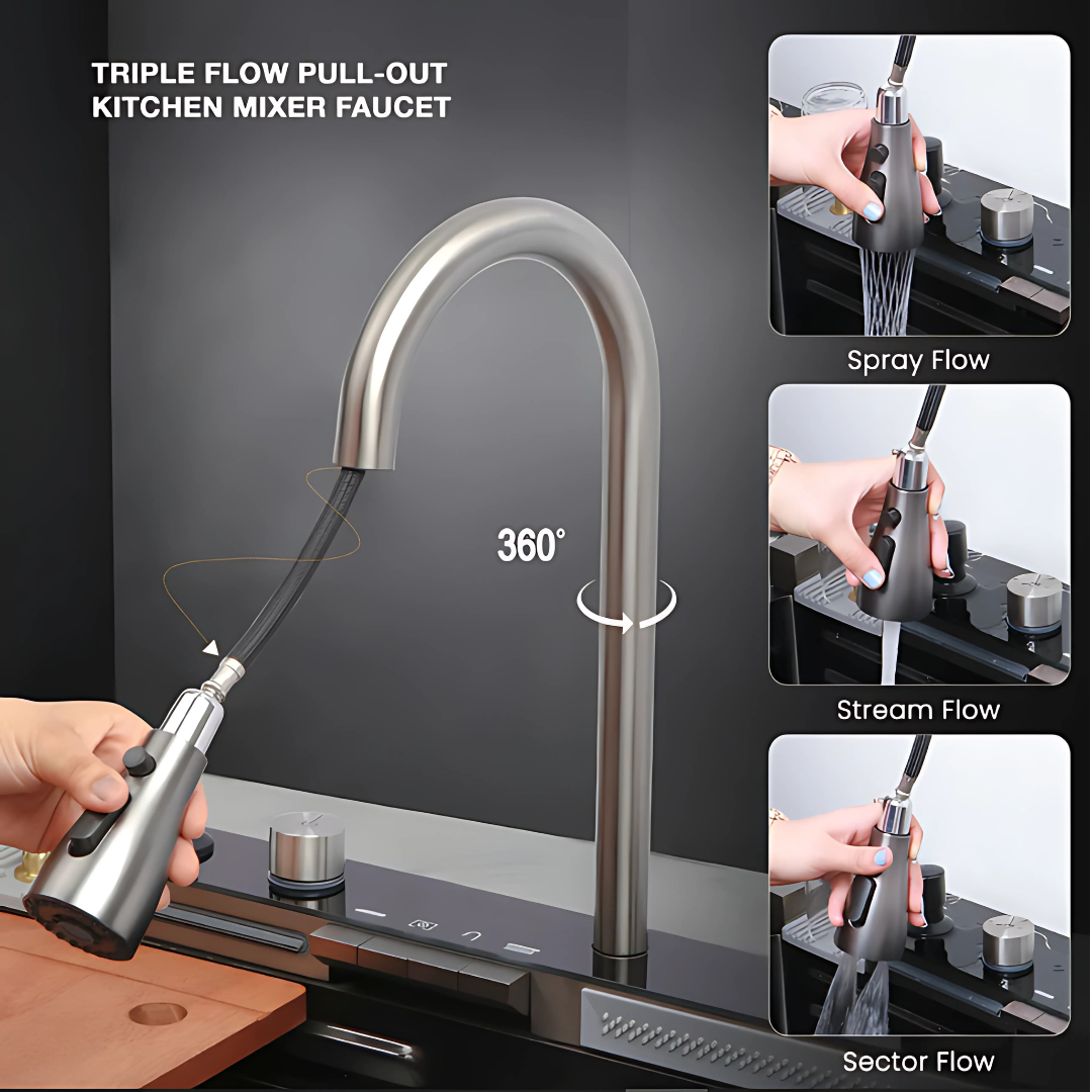 5 button piano kitchen sink waterfall