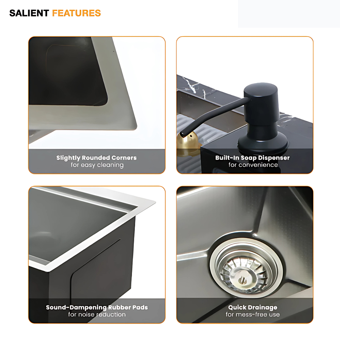 5 button piano kitchen sink waterfall