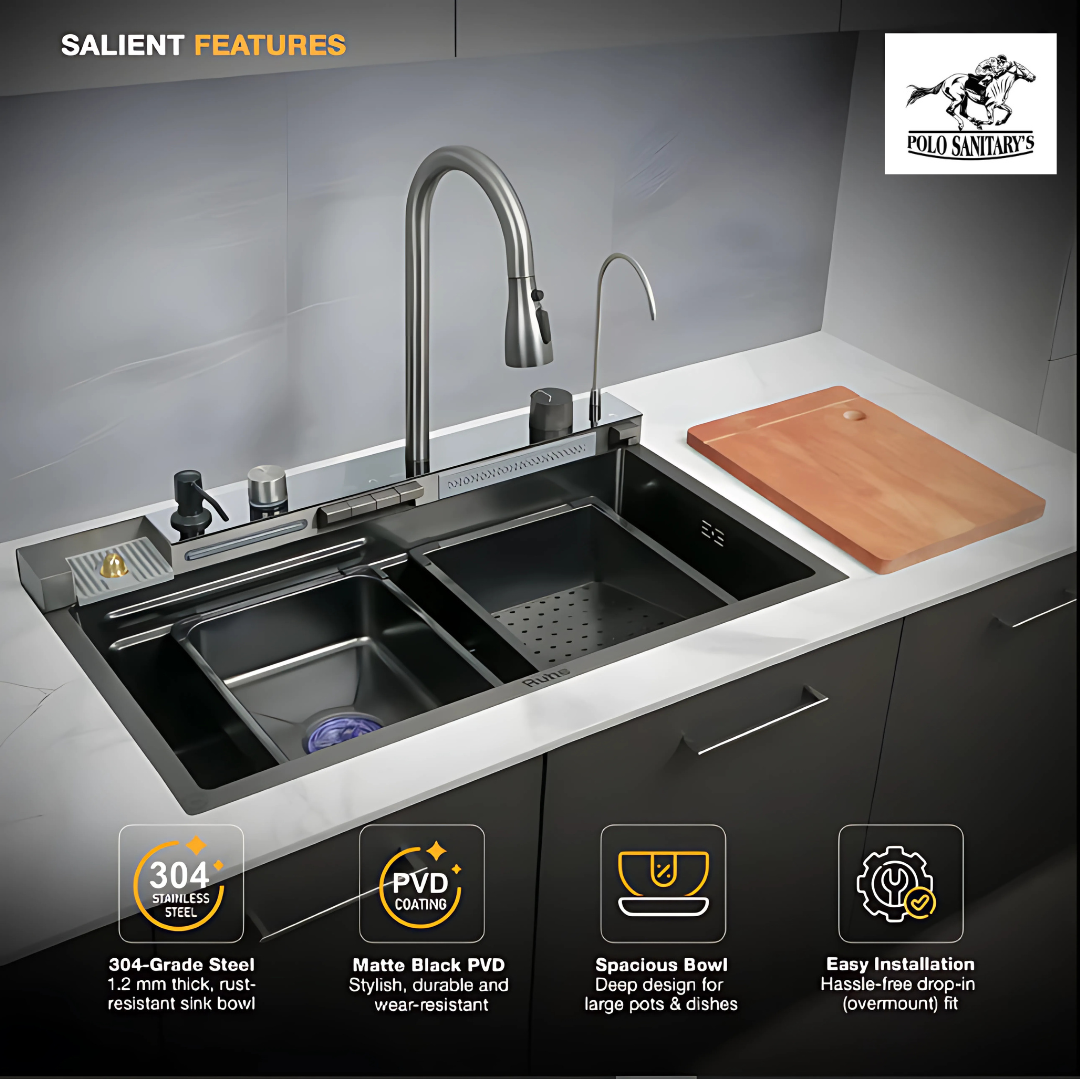5 button piano kitchen sink waterfall