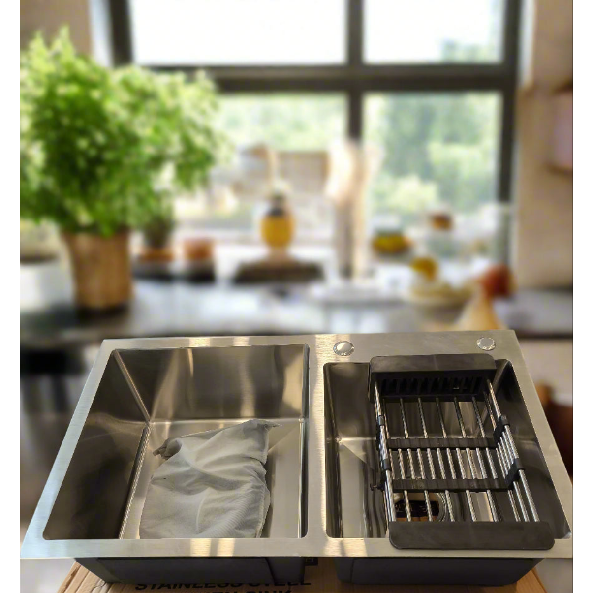 78*43 Matte Chrome Double Bowl (17*31)