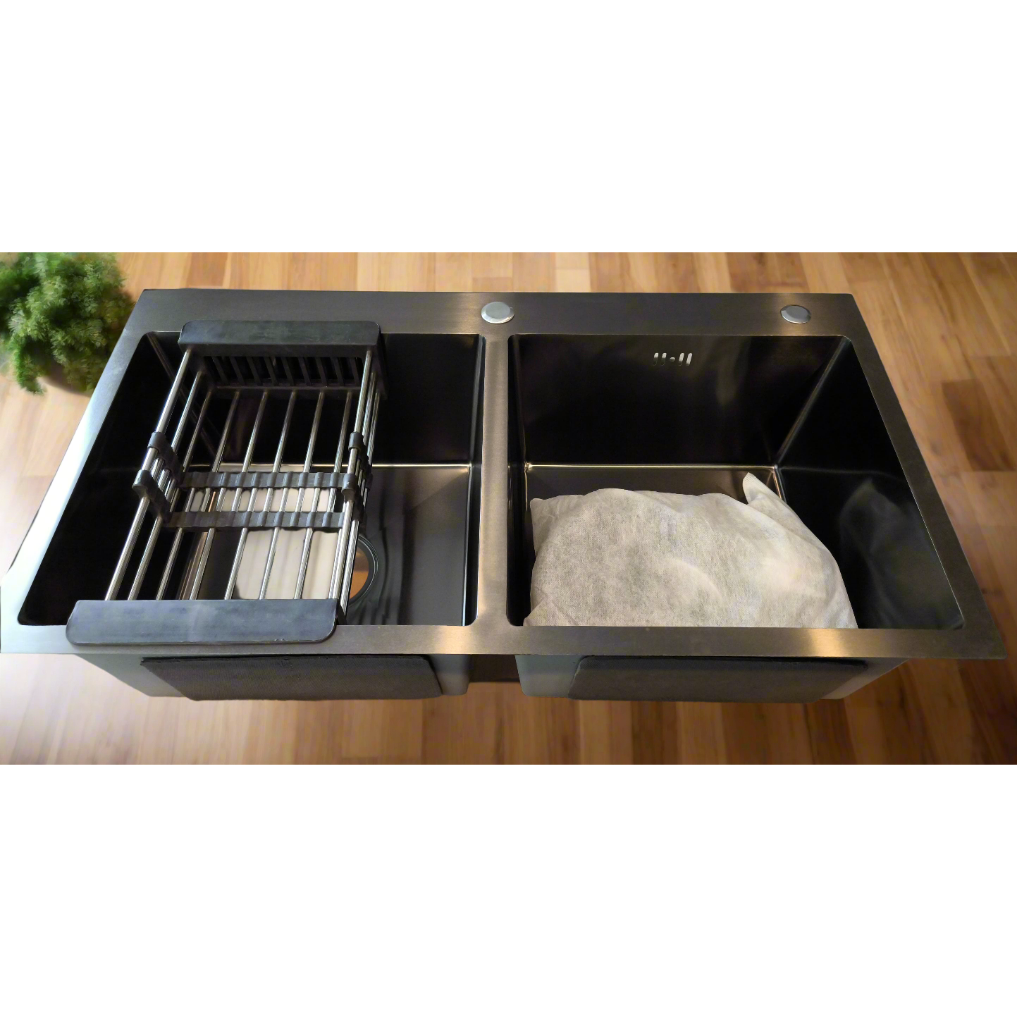 82*45 Matte Black Double Bowl (18*32)