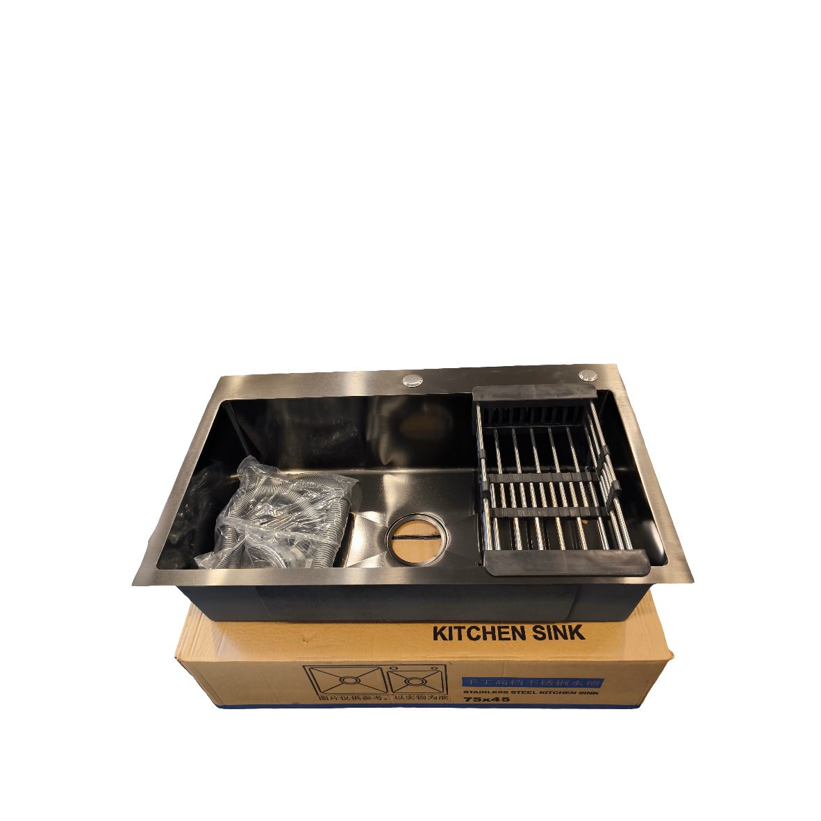 75*45 Matte Black Single Bowl (18*30)