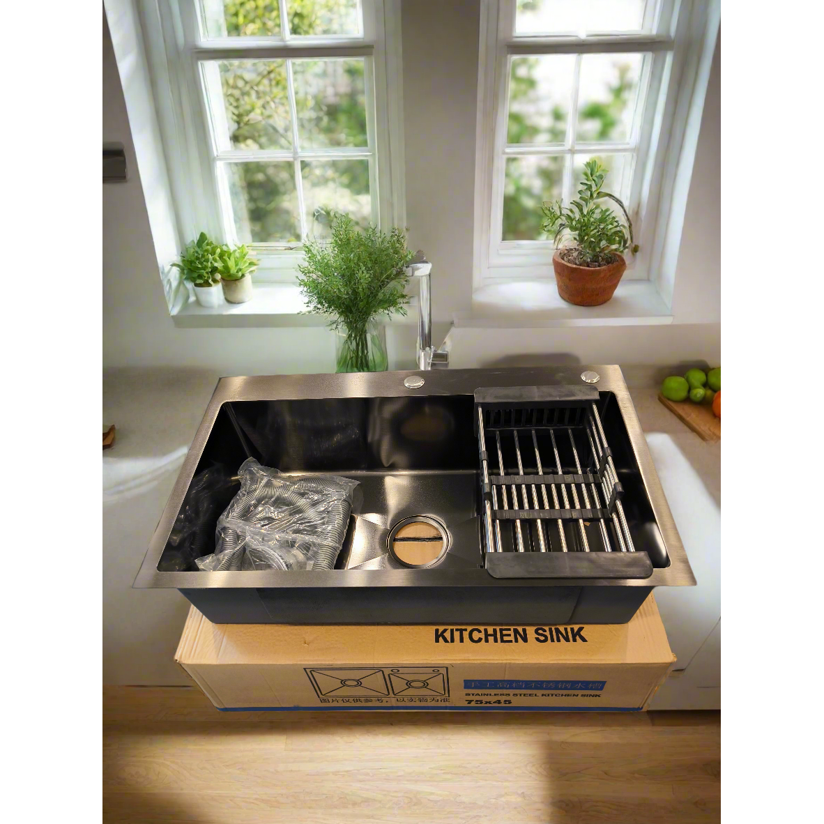 75*45 Matte Black Single Bowl (18*30)